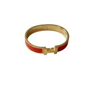 Authentic Hermès Clic H Bracelet Orange Gold w/ Box & Receipt New Never Used